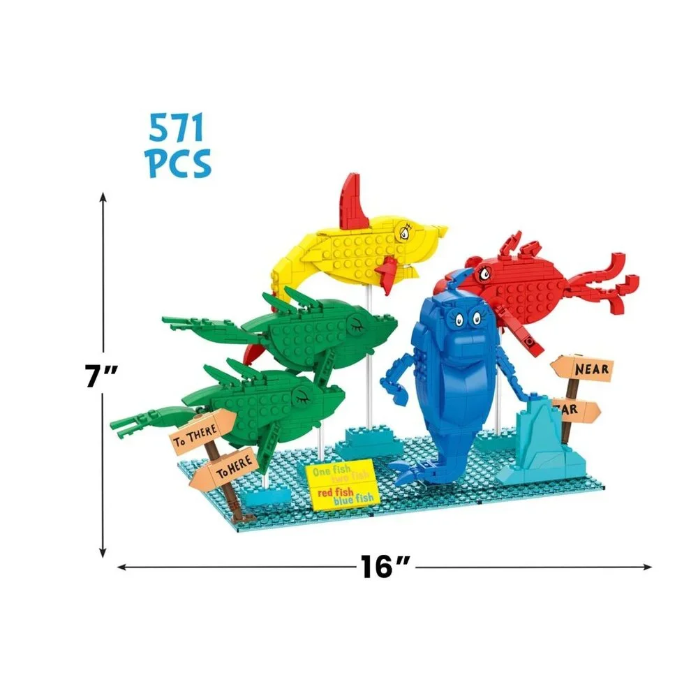 Dr. Seuss One Fish Two Fish 571-Piece Brick Building Set For Ages 8+ Compatible